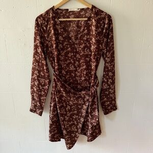 Womance Long Sleeved Floral Wrap Dress